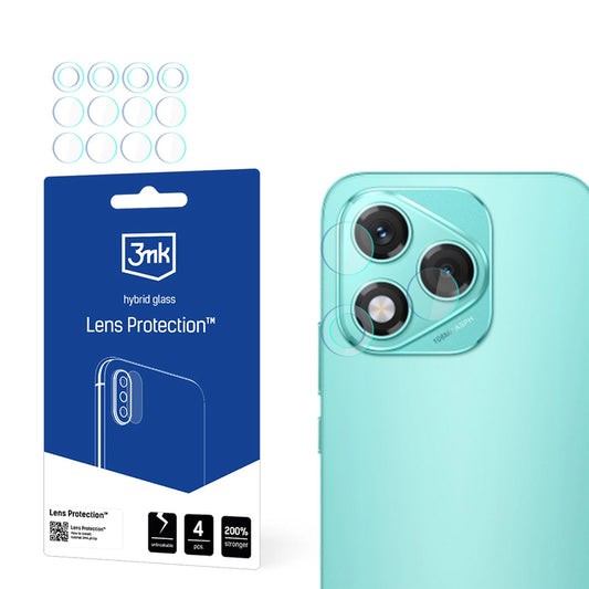 Protector de pantalla para cámara trasera 3MK Protection para Honor 400 Lite, vidrio flexible, juego de 4 piezas, transparente