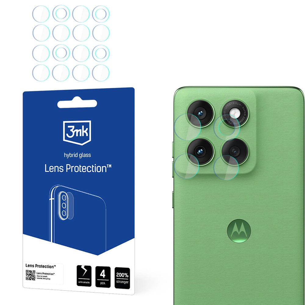 Protector de pantalla para cámara trasera 3MK Protection para Motorola Edge 60, vidrio flexible, juego de 4 piezas, transparente