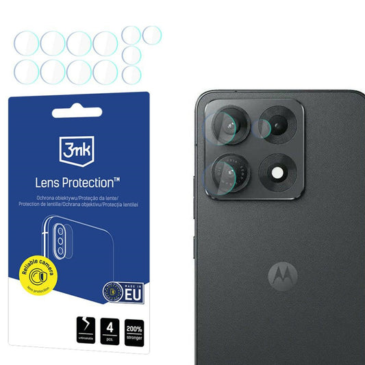 Protector de pantalla para cámara trasera 3MK Protection para Motorola Edge 70 Max, vidrio templado, juego de 4 piezas, transparente