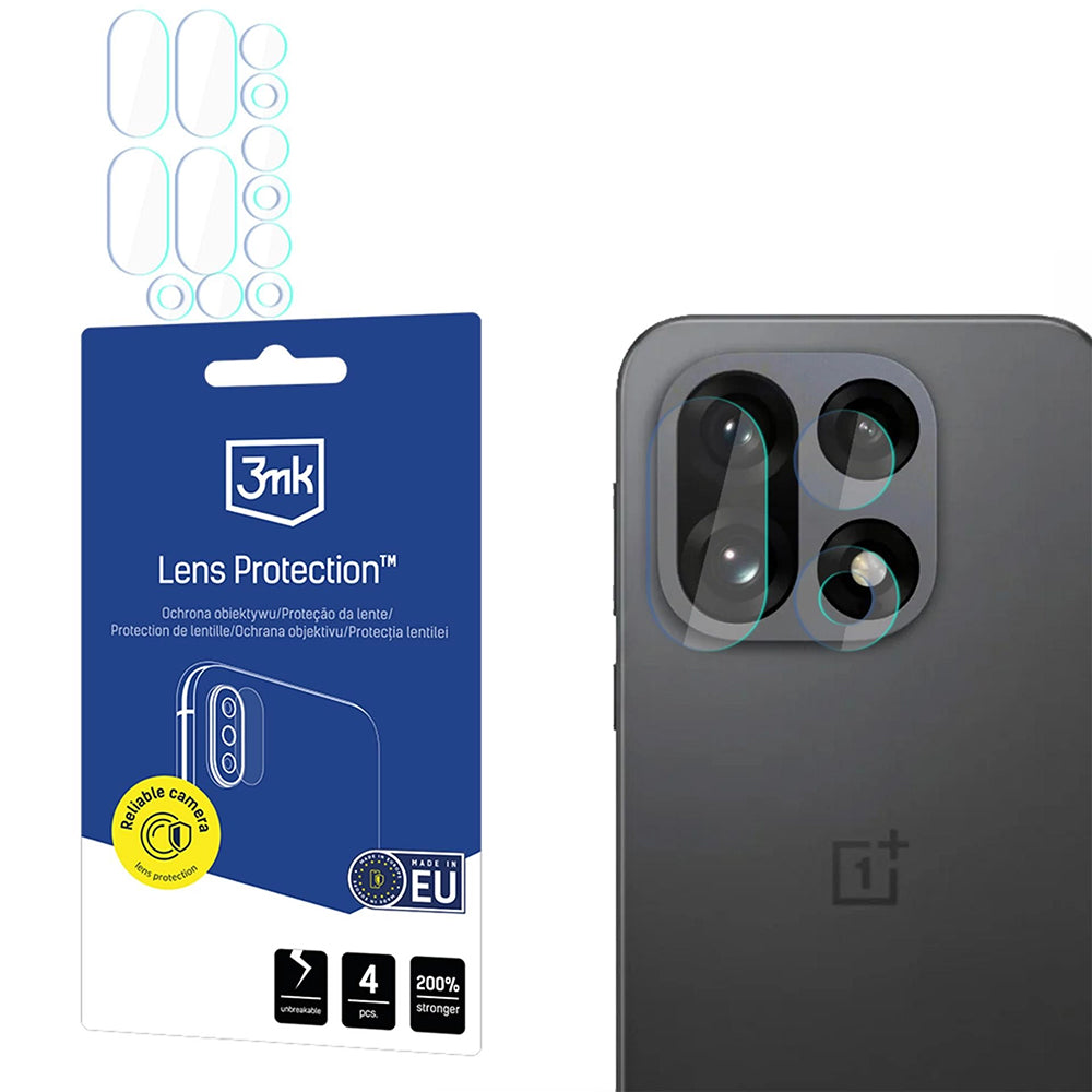 Protector de cámara trasera 3MK Protection para OnePlus 15, Cristal Templado, Set de 4 piezas, Transparente