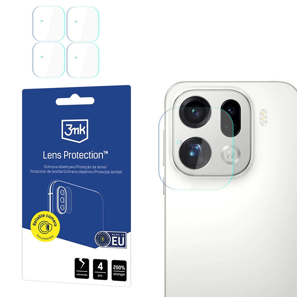 Protector de cámara trasera 3MK Protection para Oppo Find X9 Pro, Cristal Templado, Set de 4 piezas, Transparente