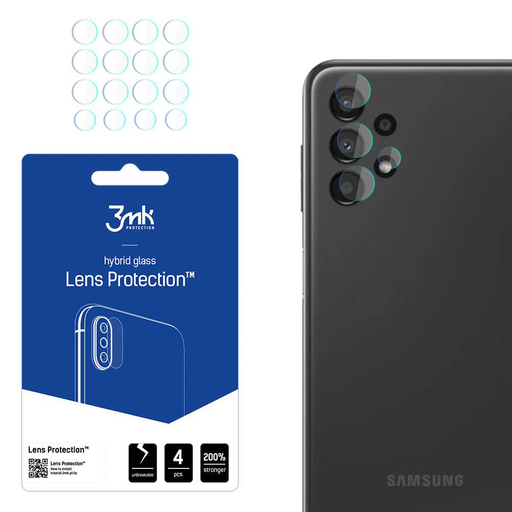 Protector de pantalla para cámara trasera 3MK Protection para Samsung Galaxy A13 A135, vidrio flexible, juego de 4 piezas, transparente