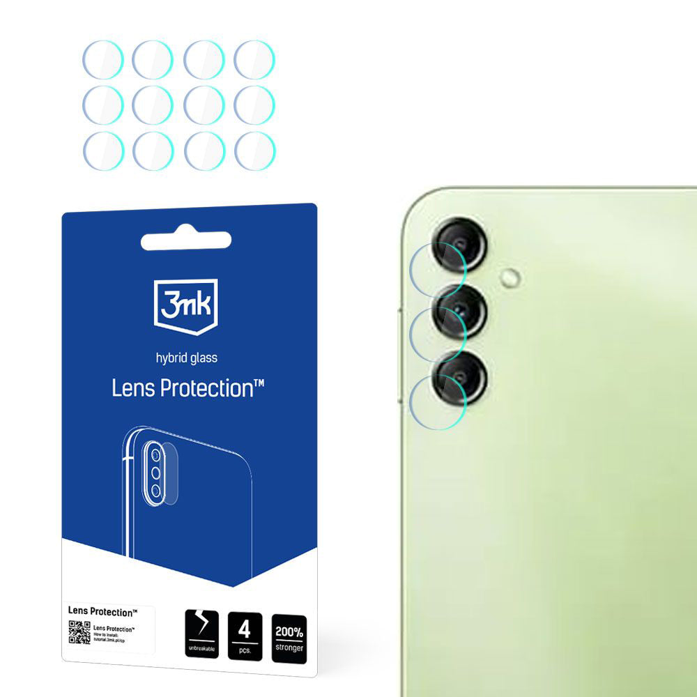 Protector de pantalla para cámara trasera 3MK Protection para Samsung Galaxy A14 A145 / A14 5G A146, vidrio flexible, juego de 4 piezas, transparente