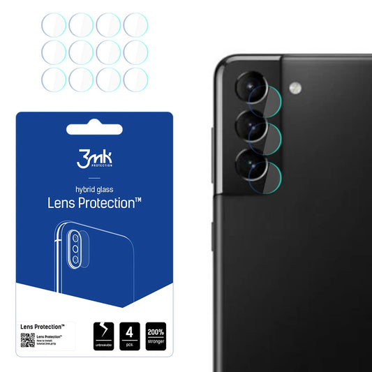 Protector de pantalla para cámara trasera 3MK Protection para Samsung Galaxy S21 5G G991, vidrio flexible, juego de 4 piezas, transparente