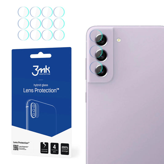 Protector de pantalla para cámara trasera 3MK Protection para Samsung Galaxy S21 FE 5G G990, vidrio flexible, juego de 4 piezas, transparente