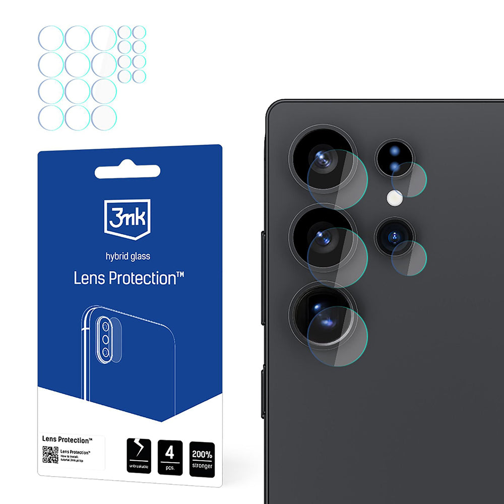 Protector de pantalla para cámara trasera 3MK Protection para Samsung Galaxy S25 Ultra S938, vidrio flexible, juego de 4 piezas, transparente