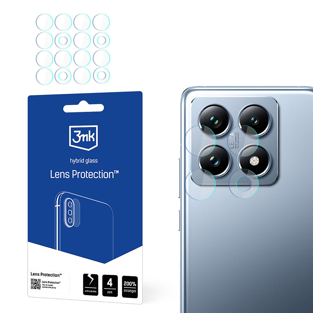 Protector de pantalla para cámara trasera 3MK Protection para Xiaomi 14T Pro / 14T, vidrio flexible, juego de 4 piezas, transparente