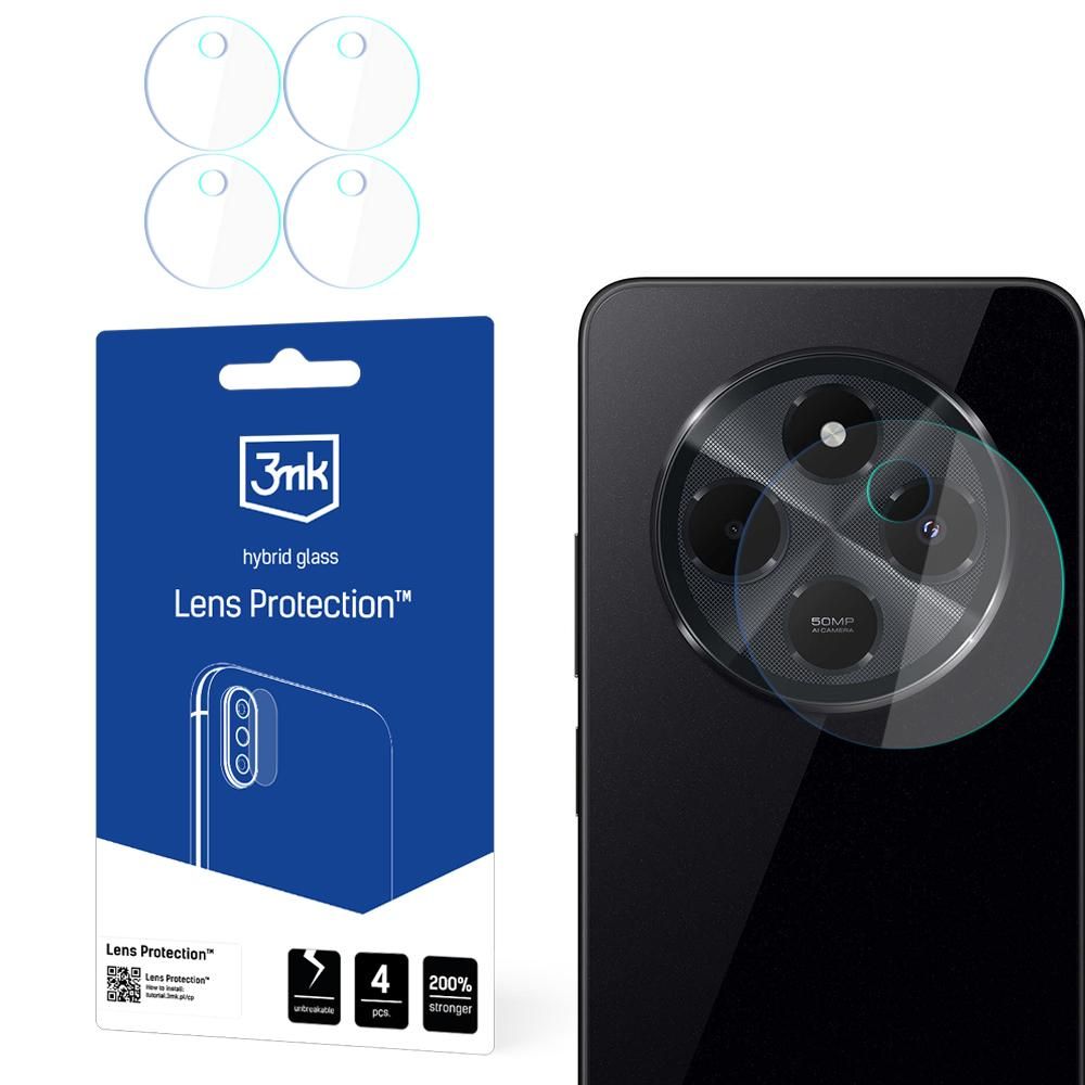 Protector de pantalla para cámara trasera 3MK Protection para Xiaomi Poco C75 / Redmi 14C, vidrio flexible, juego de 4 piezas, transparente