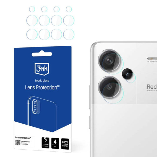 Protector de pantalla para cámara trasera 3MK Protection para Xiaomi Redmi Note 13 Pro+, vidrio flexible, juego de 4 piezas, transparente