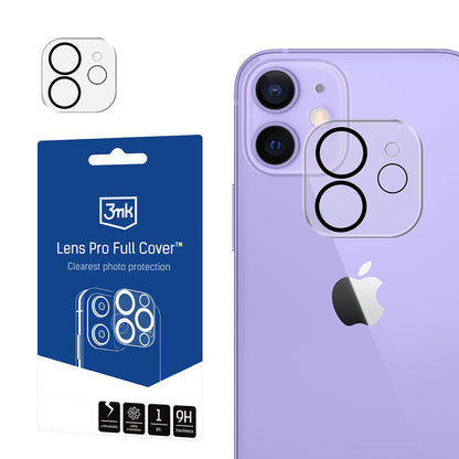 Protector de pantalla para cámara trasera 3MK Protection Pro para Apple iPhone 12, vidrio templado, negro