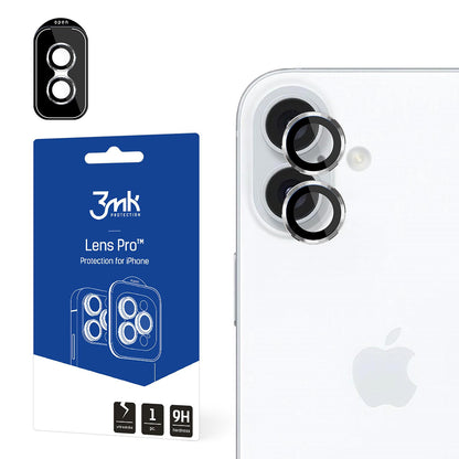 Protector de pantalla para cámara trasera 3MK Protection Pro para Apple iPhone 16 Plus / 16, vidrio templado, plateado