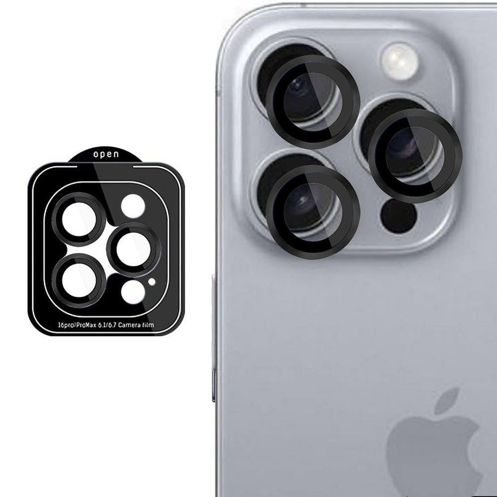 Protector de pantalla para cámara trasera 3MK Protection Pro para Apple iPhone 16 Pro Max / 16 Pro, vidrio templado, negro