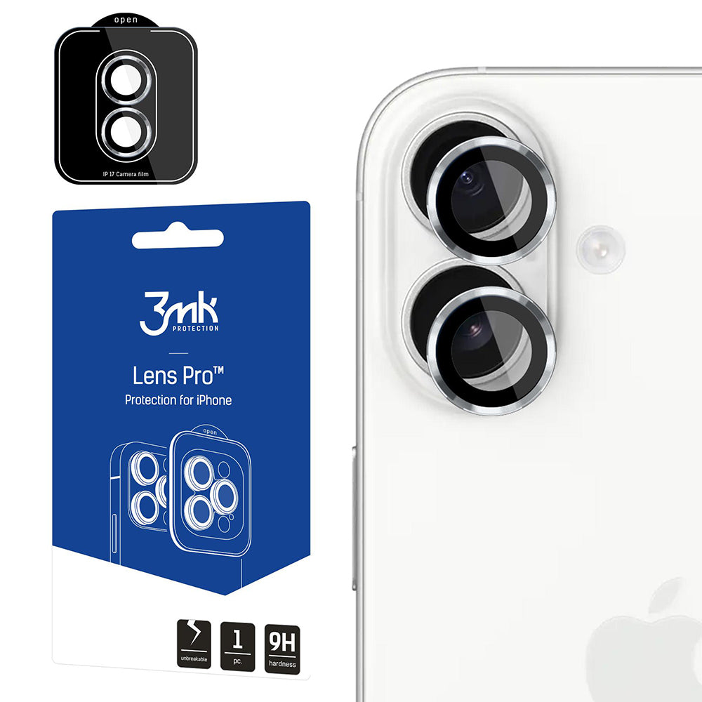 Lámina protectora para Cámara Trasera 3MK Protection Pro para Apple iPhone 17, Cristal Templado, Plateada