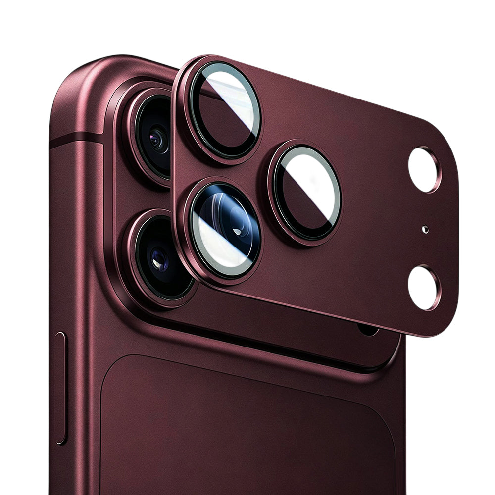 Protector de cámara trasera Blueo Integrated Metal para Apple iPhone 18 Pro Max, vidrio templado, color burdeos