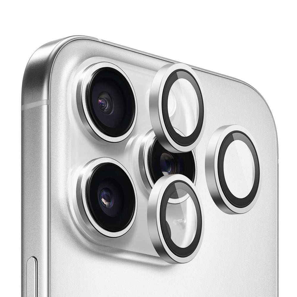 Protector de cámara trasera Blueo Metal Frame para Apple iPhone 14 Pro Max / 14 Pro, vidrio templado, plateado