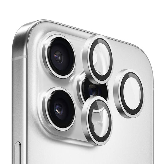 Protector de cámara trasera Blueo Metal Frame para Apple iPhone 14 Pro Max / 14 Pro, vidrio templado, plateado