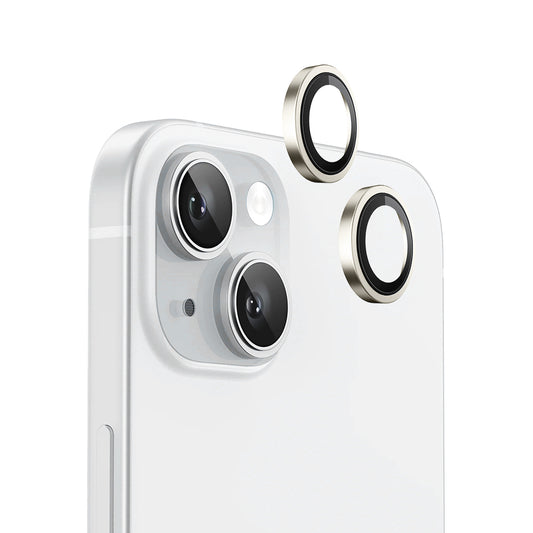 Protector de cámara trasera Blueo Metal Frame para Apple iPhone 15 Plus / 15, vidrio templado, amarillo