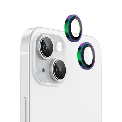 Protector de cámara trasera Blueo Metal Frame para Apple iPhone 15 Plus / 15, vidrio templado, multicolor