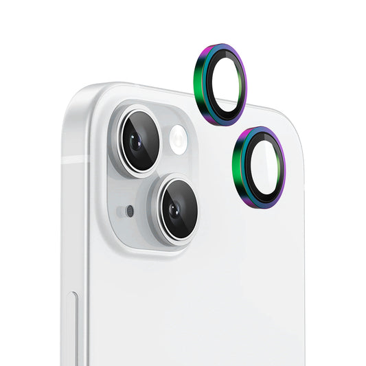 Protector de cámara trasera Blueo Metal Frame para Apple iPhone 15 Plus / 15, vidrio templado, multicolor