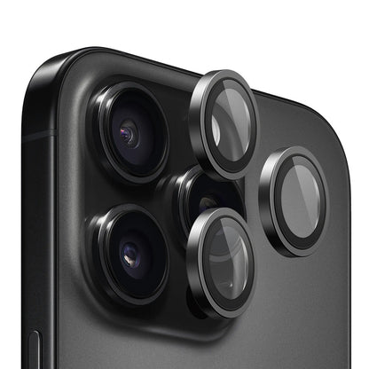 Protector de cámara trasera Blueo Metal Frame para Apple iPhone 16 Pro Max / 16 Pro, vidrio templado, negro