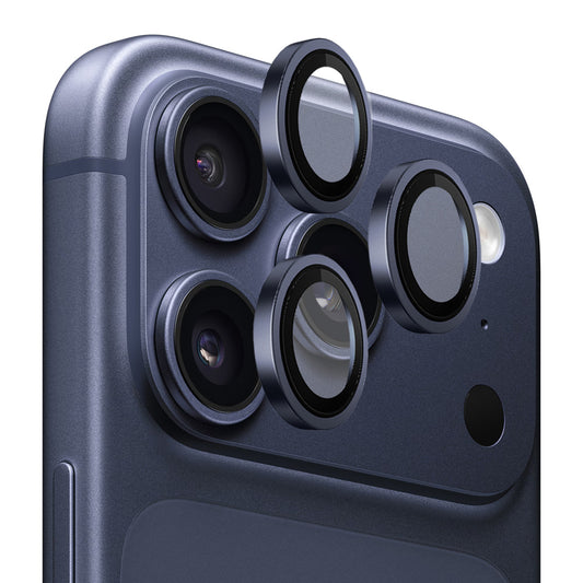Folie de protección Cámara Trasera Blueo Metal Frame para Apple iPhone 17 Pro Max / 17 Pro, Cristal Templado, Azul