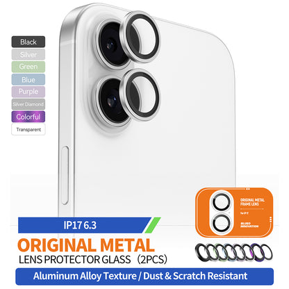 Protector de cámara trasera Blueo Metal Frame para Apple iPhone 17, Cristal Templado, Transparente