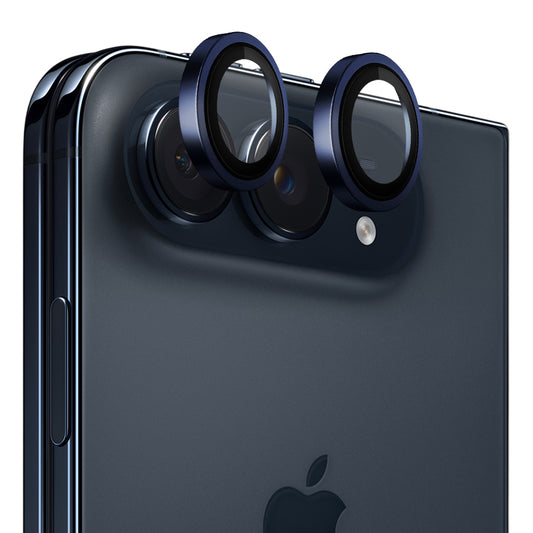 Protector de cámara trasera Blueo Metal Frame para Apple iPhone Duo, vidrio templado, azul