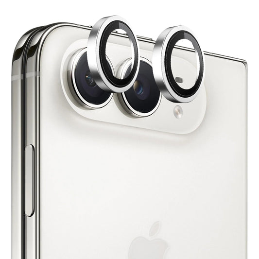 Protector de cámara trasera Blueo con marco metálico para Apple iPhone Duo, vidrio templado, plateado