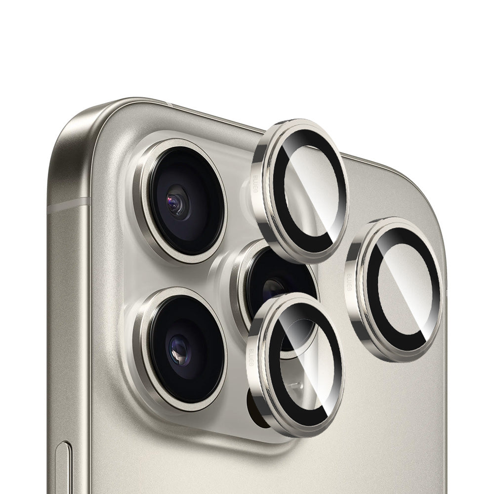 Protector de cámara trasera Blueo Sapphire Crystal para Apple iPhone 16 Pro Max / 16 Pro, vidrio templado, gris metálico