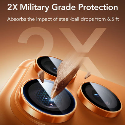 Funda protectora para cámara trasera ESR Armorite para Apple iPhone 14 Pro, Cristal Templado, Naranja