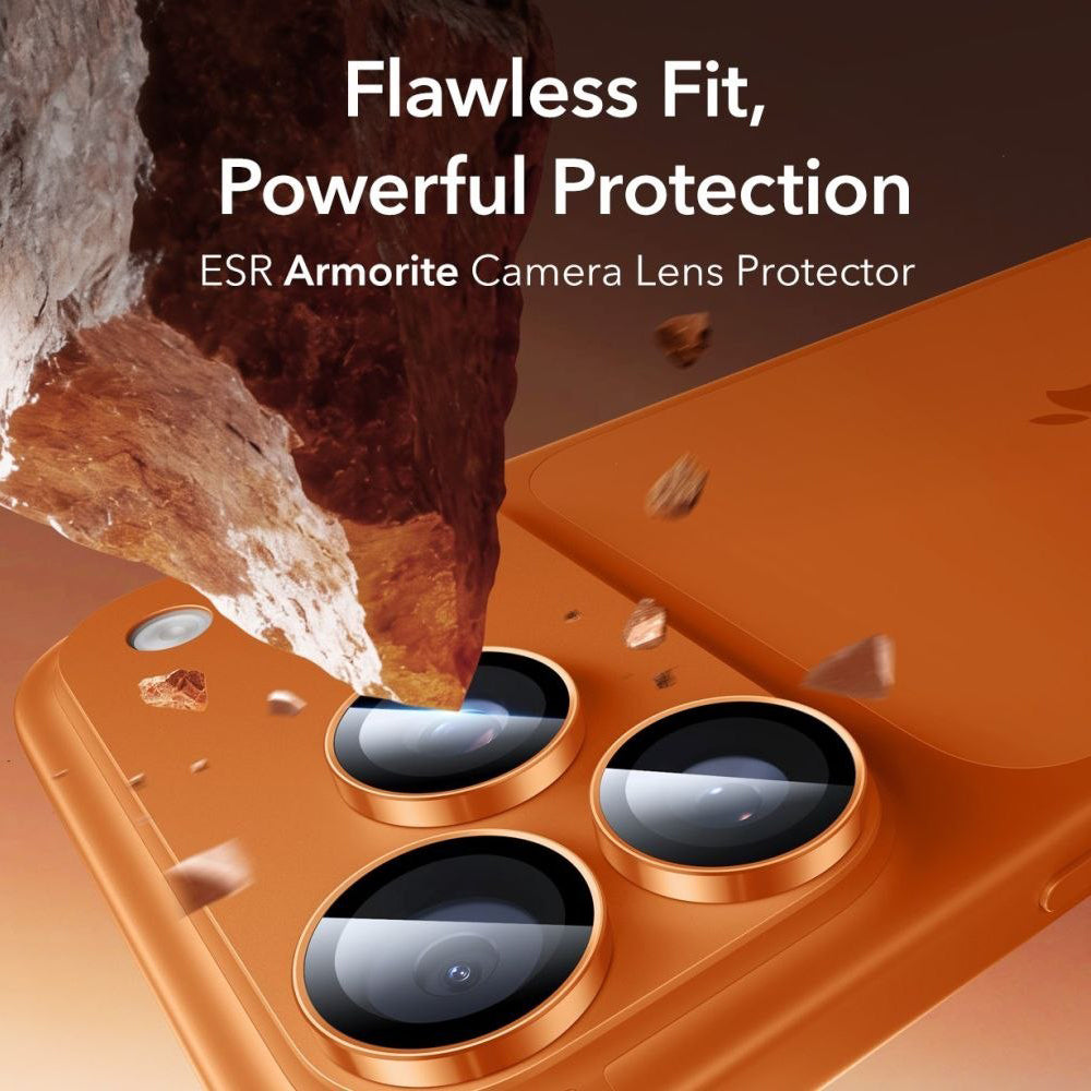 Funda protectora para cámara trasera ESR Armorite para Apple iPhone 14 Pro, Cristal Templado, Naranja