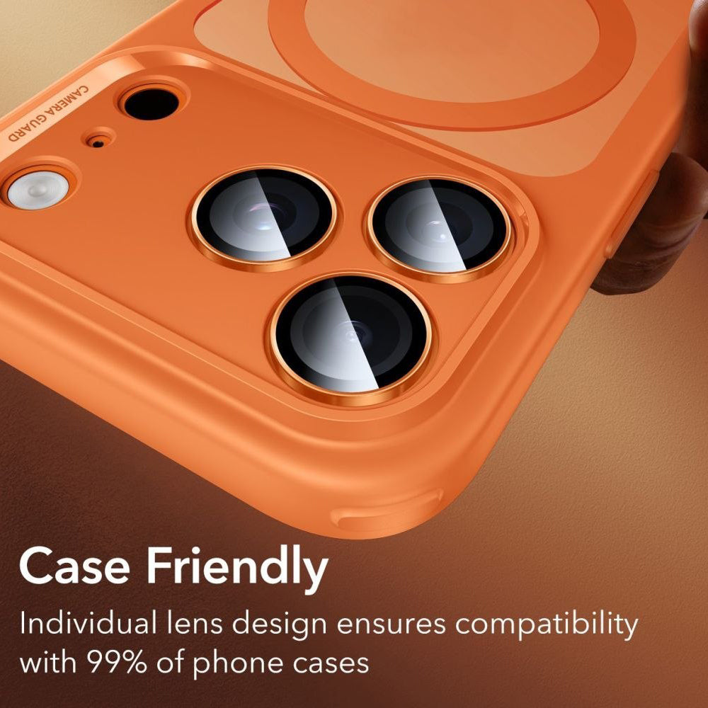Funda protectora para cámara trasera ESR Armorite para Apple iPhone 14 Pro, Cristal Templado, Naranja