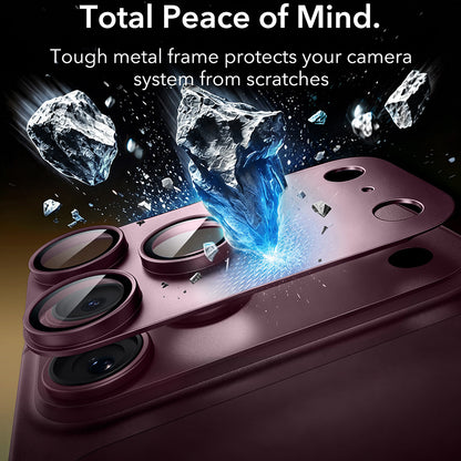 Protector de pantalla para cámara trasera ESR Armorite Pro para Apple iPhone 18 Pro Max, vidrio templado, burdeos oscuro