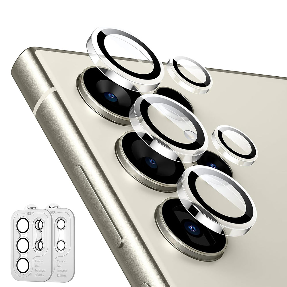 Protector de pantalla para cámara trasera ESR para Samsung Galaxy S24 Ultra S928, vidrio templado, juego de 2 piezas, transparente