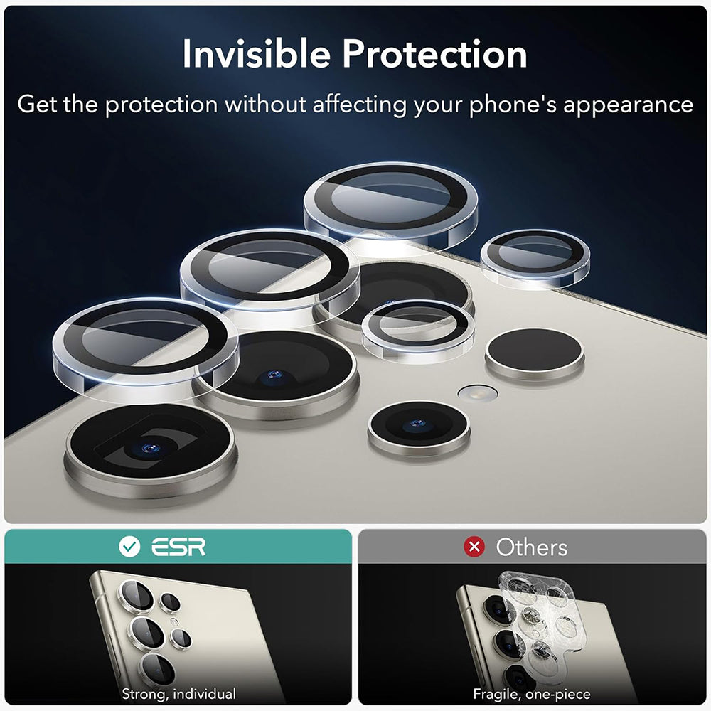 Protector de pantalla para cámara trasera ESR para Samsung Galaxy S24 Ultra S928, vidrio templado, juego de 2 piezas, transparente