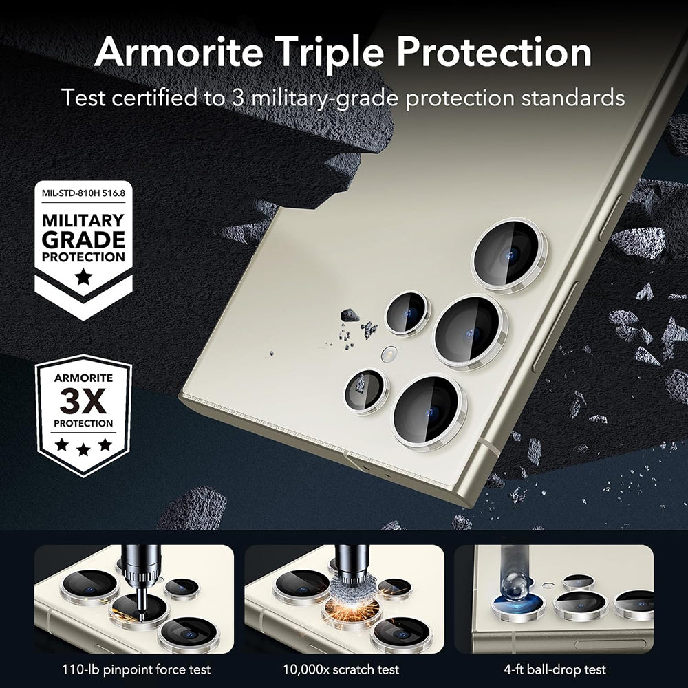 Protector de pantalla para cámara trasera ESR para Samsung Galaxy S24 Ultra S928, vidrio templado, juego de 2 piezas, transparente