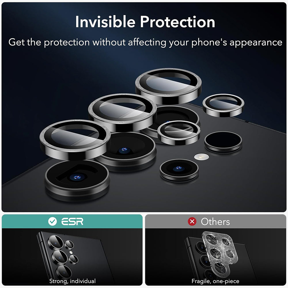 Protector de cámara trasera ESR para Samsung Galaxy S24 Ultra S928, Cristal Templado, Set de 2 piezas, Negro.