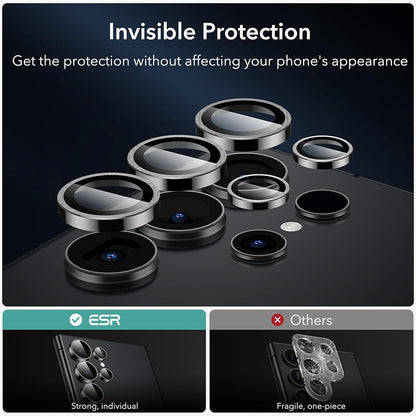 Protector de cámara trasera ESR para Samsung Galaxy S24 Ultra S928, Cristal Templado, Set de 2 piezas, Negro.