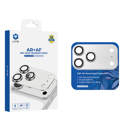 Protector de cámara trasera Lito Crown Halo AR + AF para Apple iPhone 18 Pro Max, vidrio templado, plateado