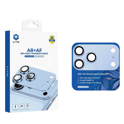 Protector de cámara trasera Lito Crown Halo AR + AF para Apple iPhone 18 Pro Max, vidrio templado, azul
