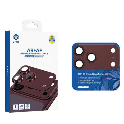 Protector de cámara trasera Lito Crown Halo AR + AF para Apple iPhone 18 Pro Max, vidrio templado, burdeos