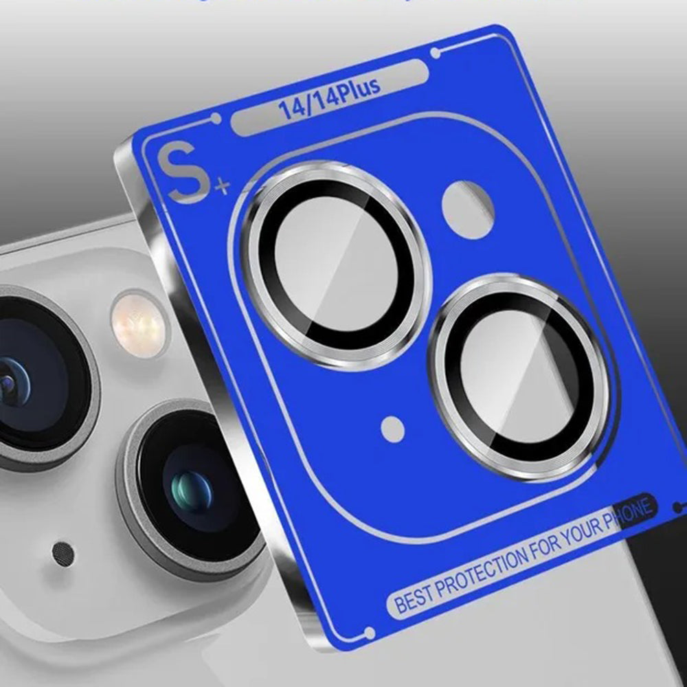 Protector de pantalla para cámara trasera Lito S+ para Apple iPhone 14, vidrio templado, plateado