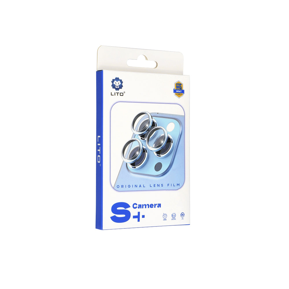Funda protectora para cámara trasera Lito S+ para Apple iPhone 17 Air, Cristal Templado, Azul.
