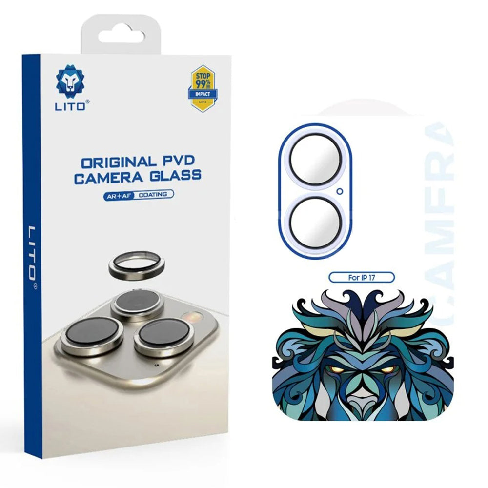 Lámina protectora de cámara trasera Lito Titanium AR para Apple iPhone 17, Cristal Templado, Azul
