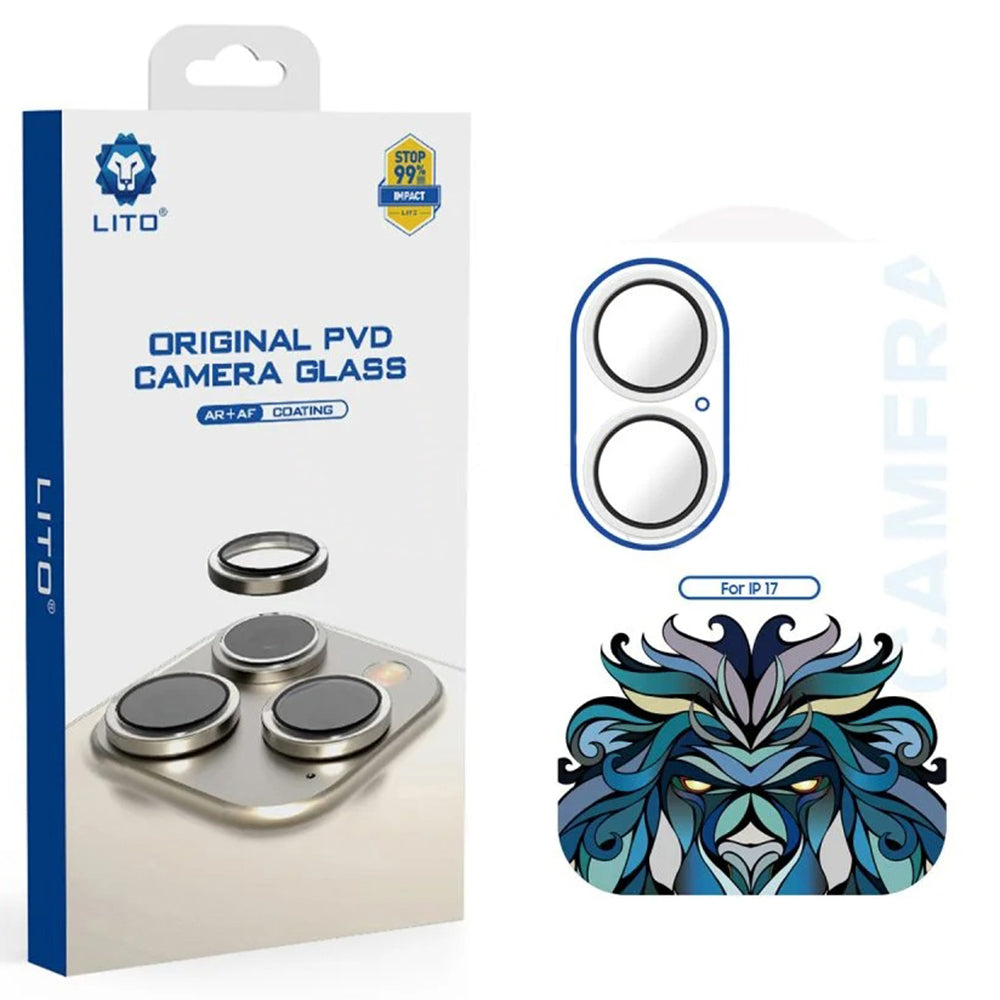 Lámina protectora de cámara trasera Lito Titanium AR para Apple iPhone 17, Cristal Templado, Plateada