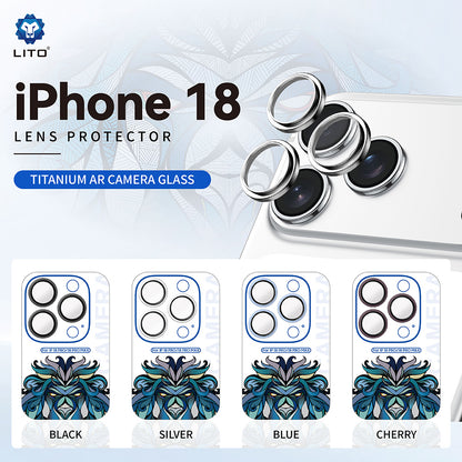 Protector de cámara trasera Lito Titanium AR para Apple iPhone 18 Pro / 18 Pro Max, vidrio templado, negro