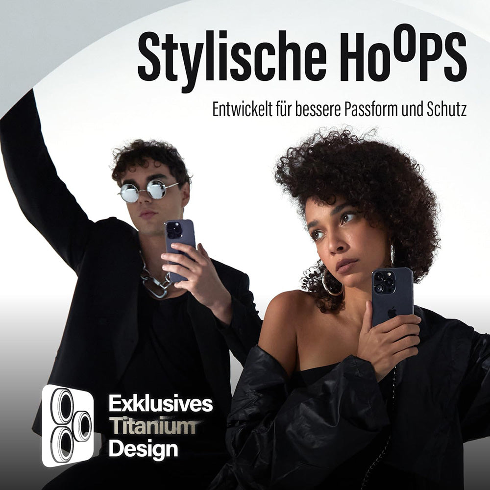 Folie de protección para la Cámara Trasera PanzerGlass Hoops para Apple iPhone 16 Plus / 16, Cristal Templado, Negro
