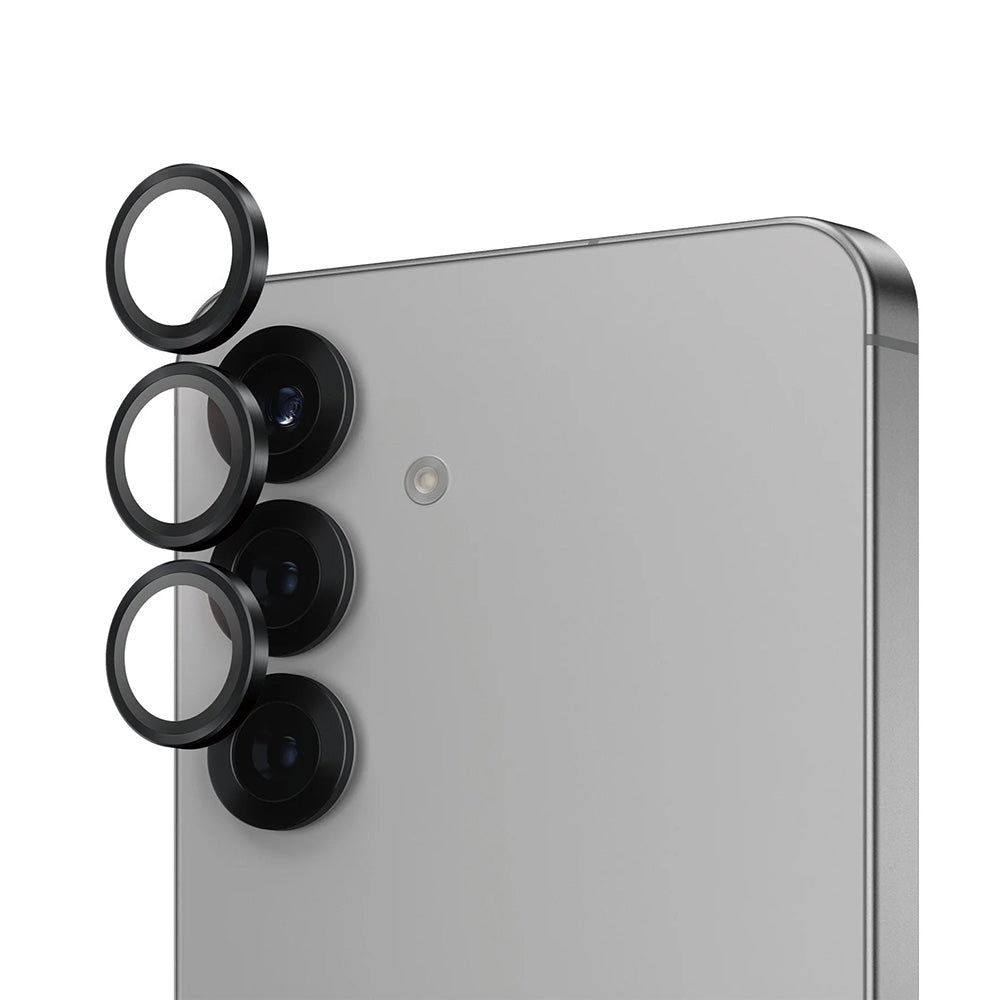 Protector de cámara trasera PanzerGlass Hoops para Samsung Galaxy S25 S931, Cristal Templado, Negro.