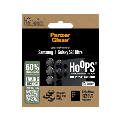 Protector de cámara trasera PanzerGlass Hoops para Samsung Galaxy S25 Ultra S938, Cristal Templado, Transparente.