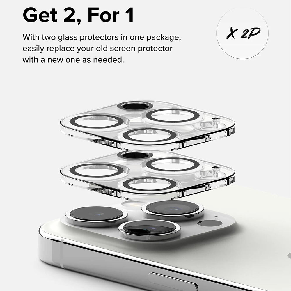 Protector de cámara trasera Ringke para Apple iPhone 15 Pro Max, Cristal Templado, Set de 2 piezas, Transparente